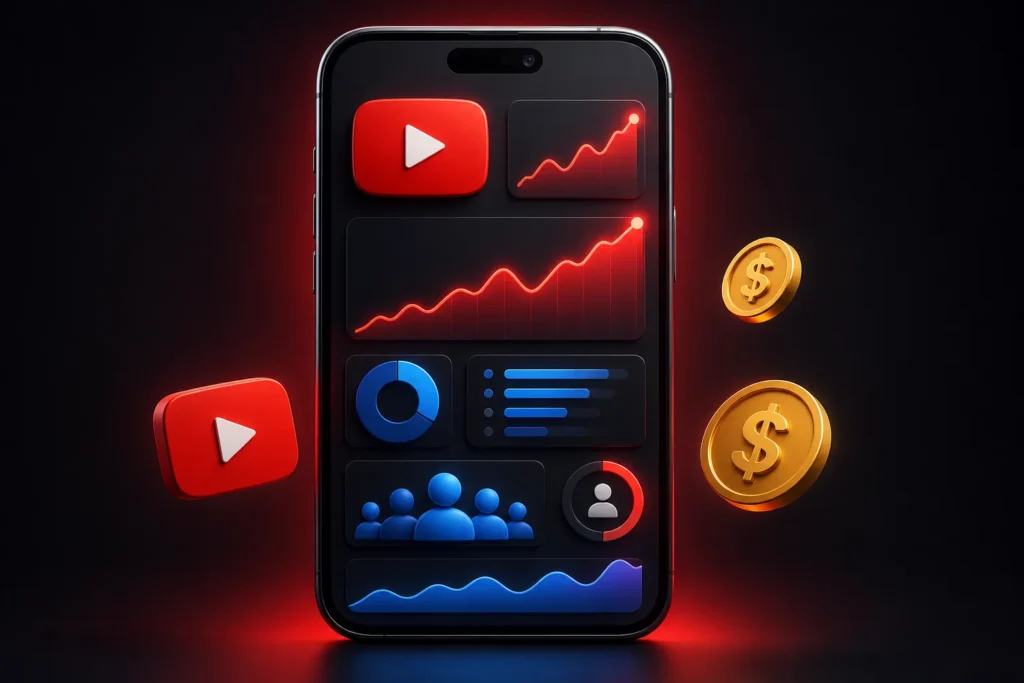 What does YouTube Analytics measure, and how are reach, engagement, audience, and revenue metrics defined?